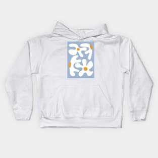 Abstract Flowers White Blue 2 Kids Hoodie